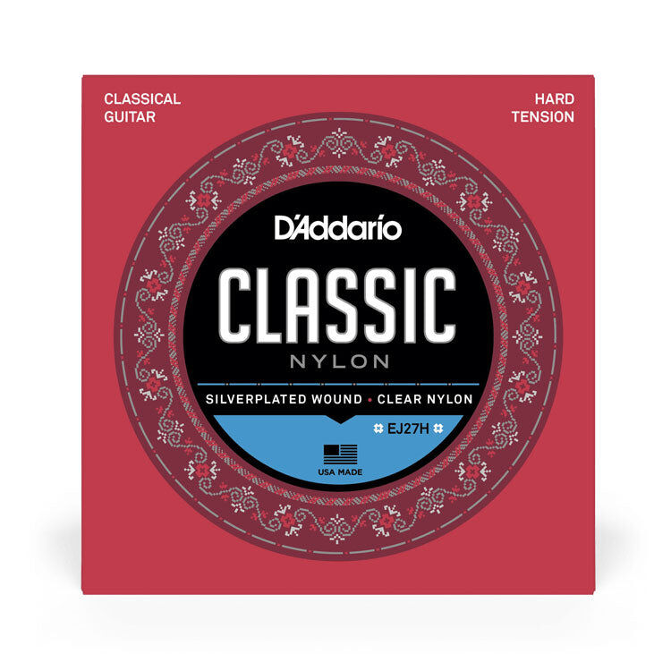 D'Addario EJ27H Hard Tension Nylon Classical Guitar Strings, Full Scale, Tie-End, 6 Strings, Clear Nylon Trebles, Silver-Plated Copper Wound Basses — view 6