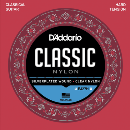 D'Addario EJ27H Hard Tension Nylon Classical Guitar Strings, Full Scale, Tie-End, 6 Strings, Clear Nylon Trebles, Silver-Plated Copper Wound Basses — view 3