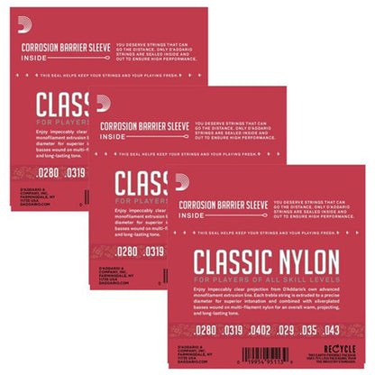 D'Addario EJ27N-3D Normal Tension Nylon Classical Strings 3 Pack — view 2