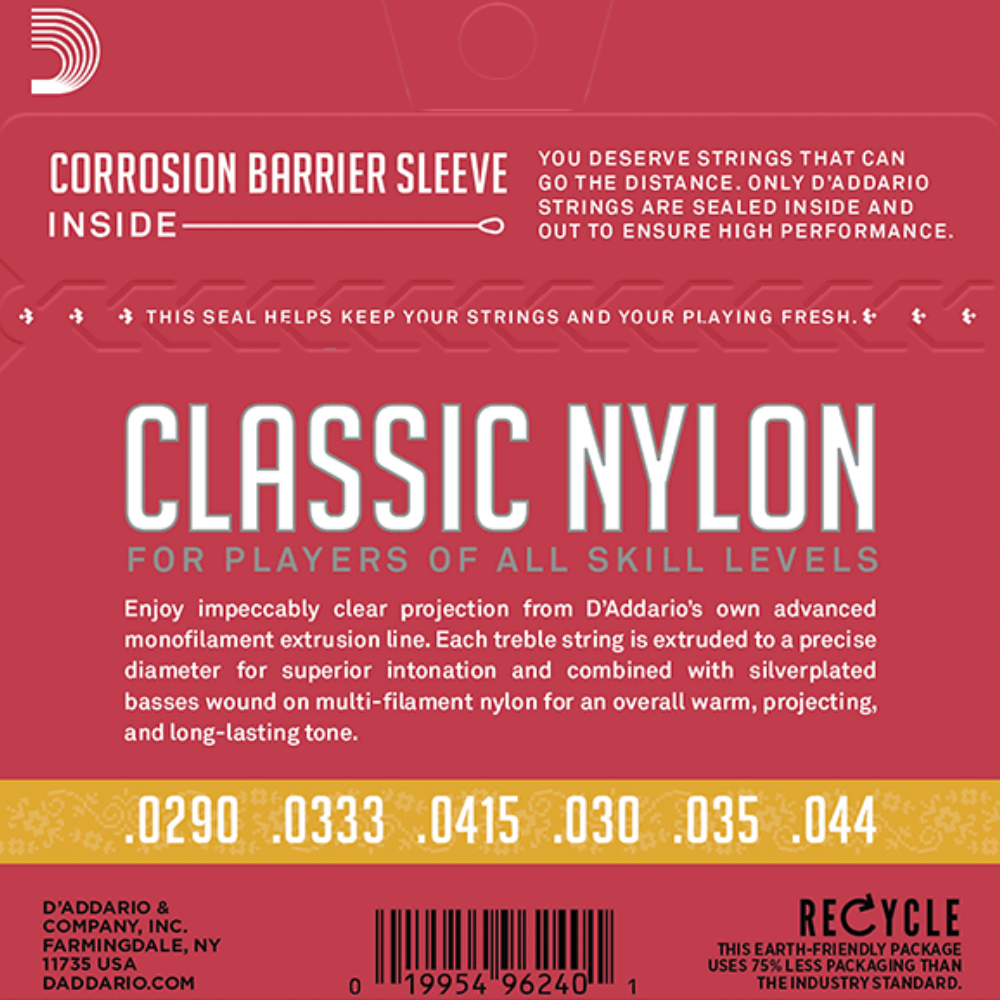 D'Addario EJ27N Normal Tension Nylon Classical Guitar Strings - 6 String Set, Full Scale, Tie-End, Uncoated, Beginner Friendly — view 5