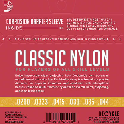 D'Addario EJ27N Normal Tension Nylon Classical Guitar Strings - 6 String Set, Full Scale, Tie-End, Uncoated, Beginner Friendly — view 5