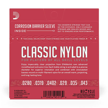D'Addario EJ27N Normal Tension Nylon Classical Guitar Strings - 6 String Set, Full Scale, Tie-End, Uncoated, Beginner Friendly — view 2