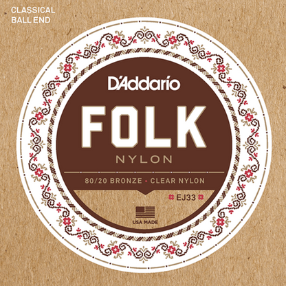 D'Addario EJ33 Normal Tension Ball End Classical Guitar Strings 80/20 Bronze Nylon 6-String Set