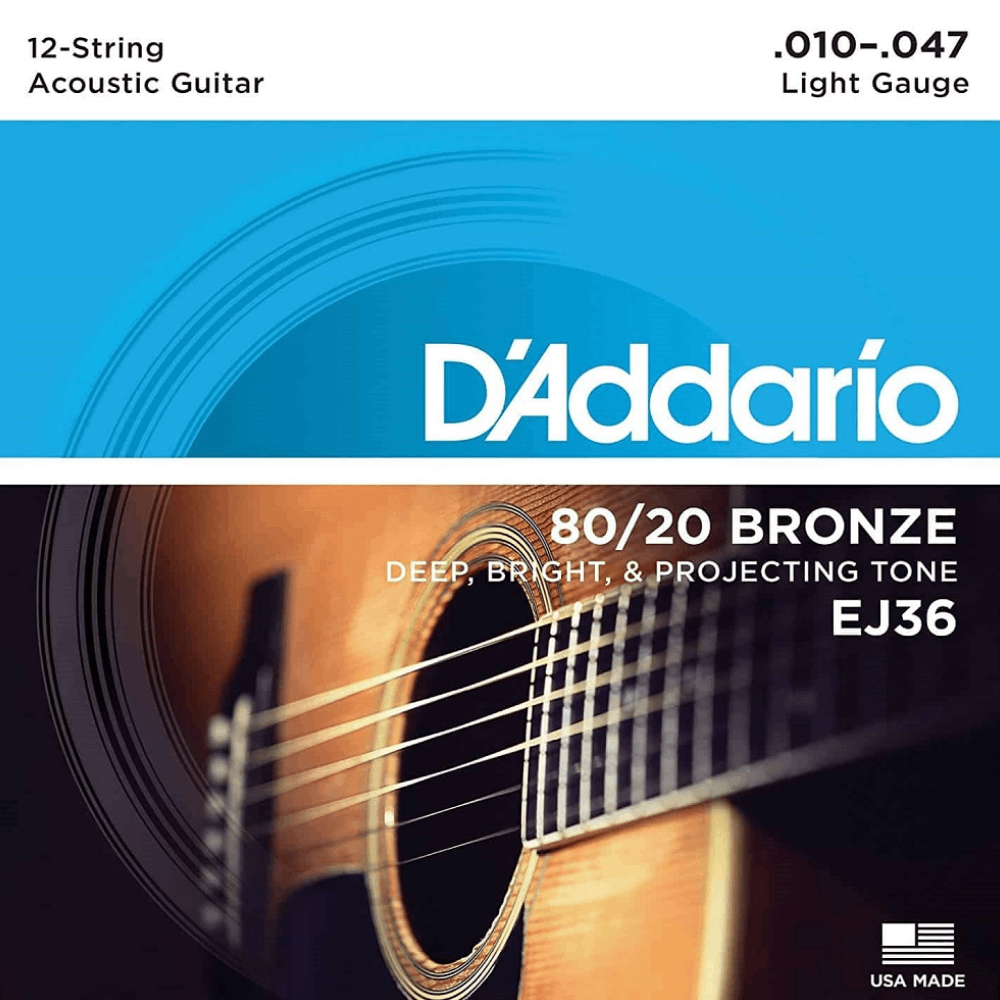 D'Addario 80/20 Bronze Acoustic Guitar Strings 12-String Set 10-47 Light — view 6