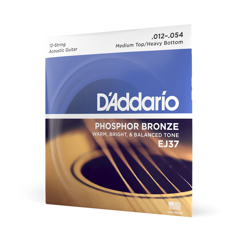 D'Addario 12-54 Phosphor Bronze Acoustic Guitar String Set Medium Top/Heavy Bottom — view 2