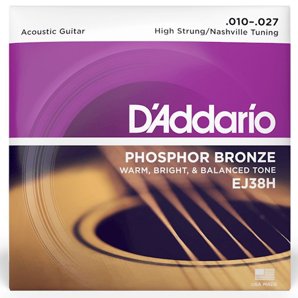 D'Addario EJ38H Nashville Tuning Acoustic Guitar String Set PH/BR 10-27 — view 6