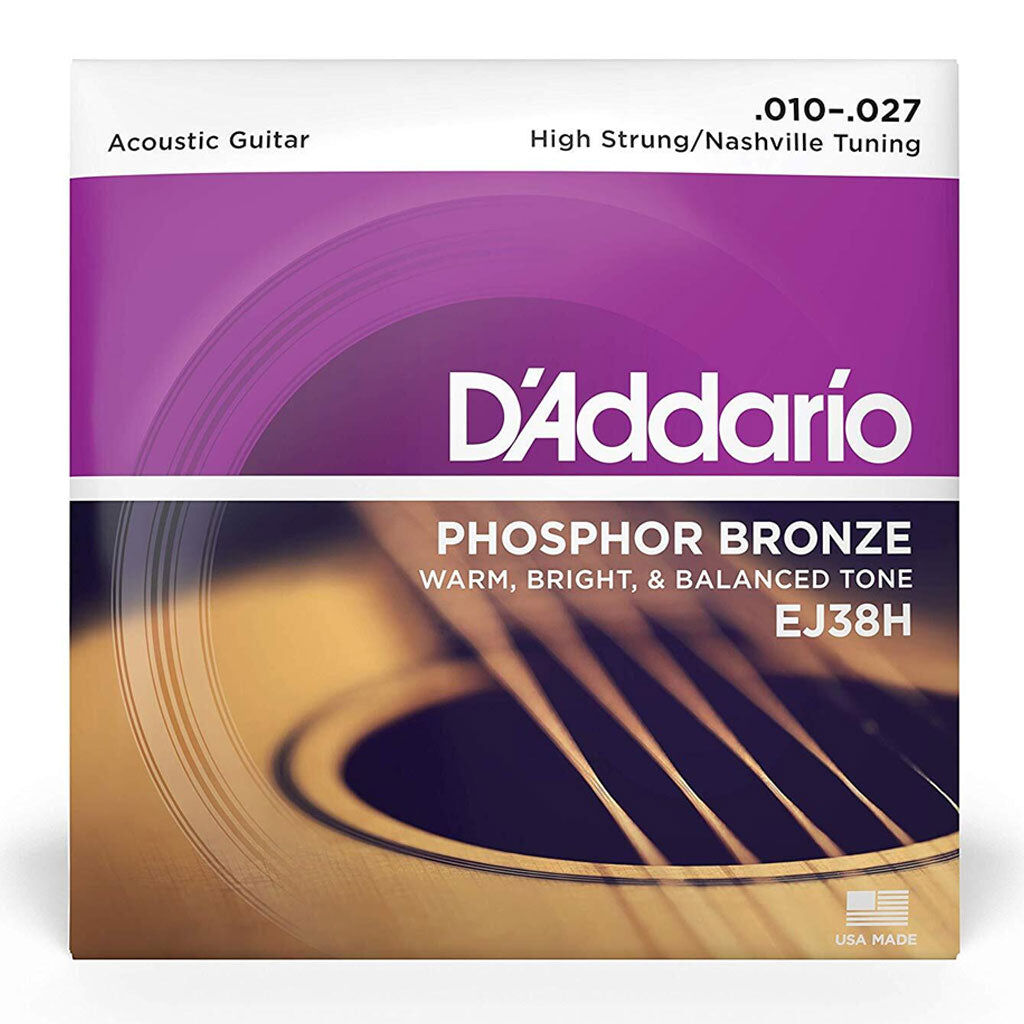 D'Addario EJ38H Nashville Tuning Acoustic Guitar String Set PH/BR 10-27
