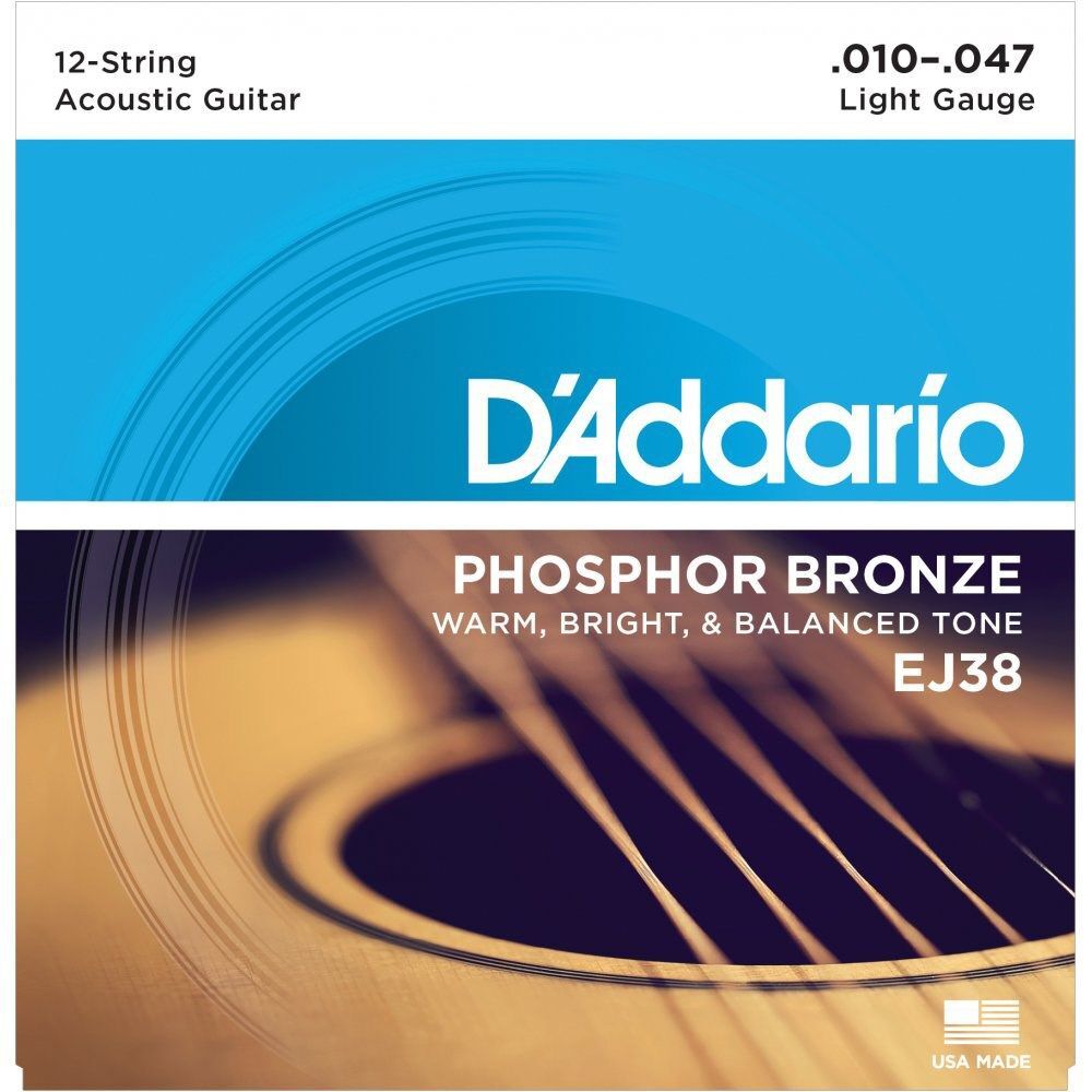 D'Addario Acoustic Guitar 12 String Set EJ38 10-47 Phosphor Bronze Extra Light Gauge — view 6