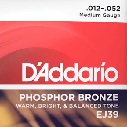D'Addario Phosphor Bronze Acoustic Guitar Strings 12-52 Medium 12-String Set EJ39 — view 2