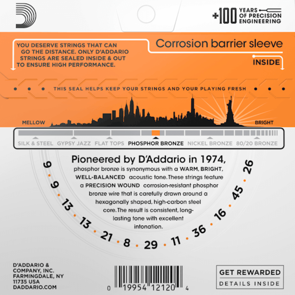 D'Addario 09-45 Phosphor Bronze Acoustic Guitar Strings 12-String Extra Light Set — view 5