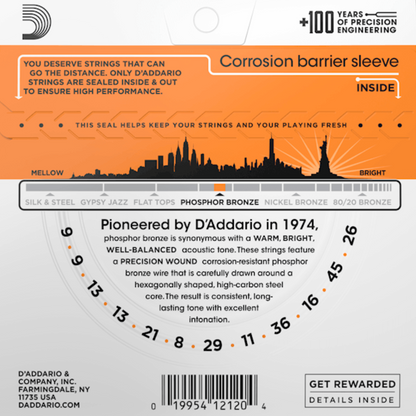 D'Addario 09-45 Phosphor Bronze Acoustic Guitar Strings 12-String Extra Light Set — view 5