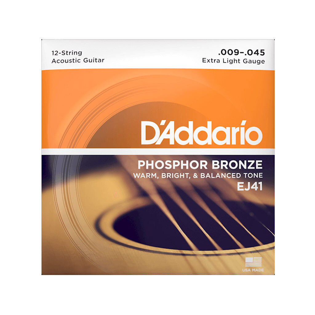 D'Addario 09-45 Phosphor Bronze Acoustic Guitar Strings 12-String Extra Light Set