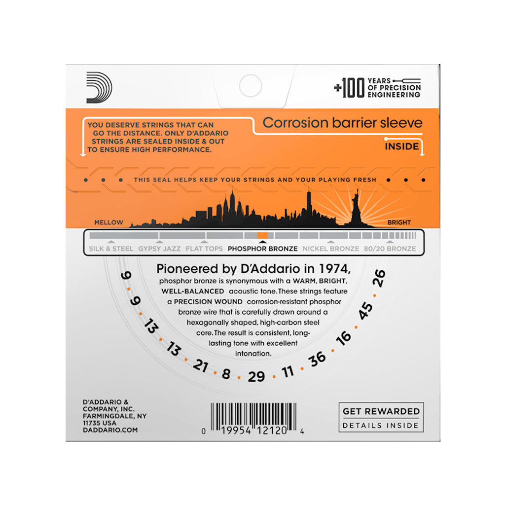 D'Addario 09-45 Phosphor Bronze Acoustic Guitar Strings 12-String Extra Light Set — view 2