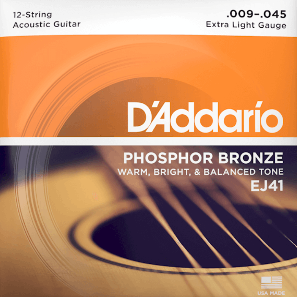 D'Addario 09-45 Phosphor Bronze Acoustic Guitar Strings 12-String Extra Light Set — view 4