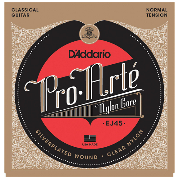 D'Addario Pro-Arté Nylon Core Classical Guitar Strings Set - Normal Tension, Laser-Sorted Trebles, Silver-Plated Basses, Made in USA