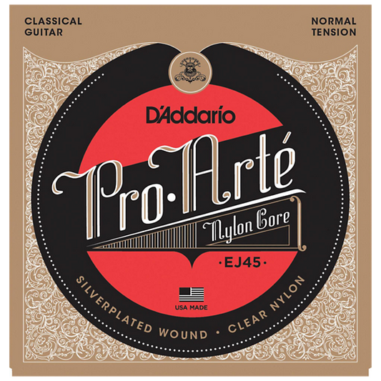 D'Addario Pro-Arté Nylon Core Classical Guitar Strings Set - Normal Tension, Laser-Sorted Trebles, Silver-Plated Basses, Made in USA