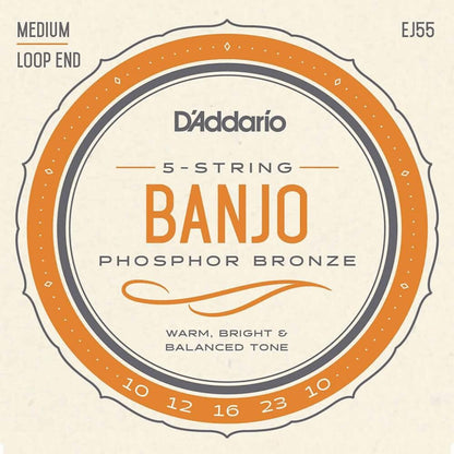 D'Addario Phosphor Bronze Banjo Strings - Medium Gauge