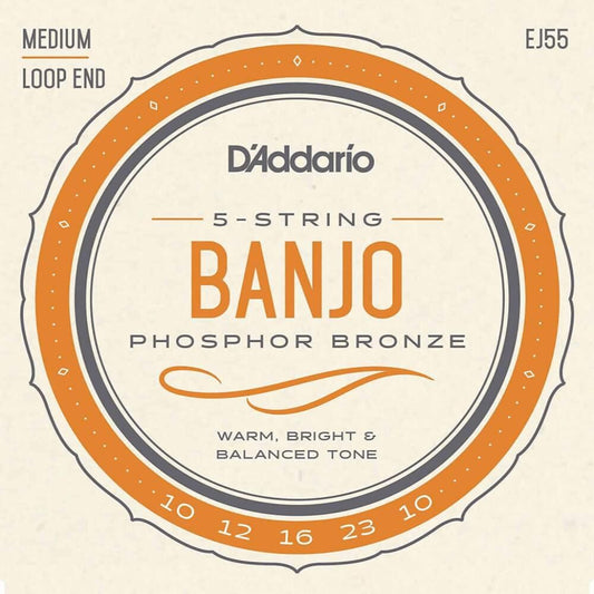 D'Addario Phosphor Bronze Banjo Strings - Medium Gauge