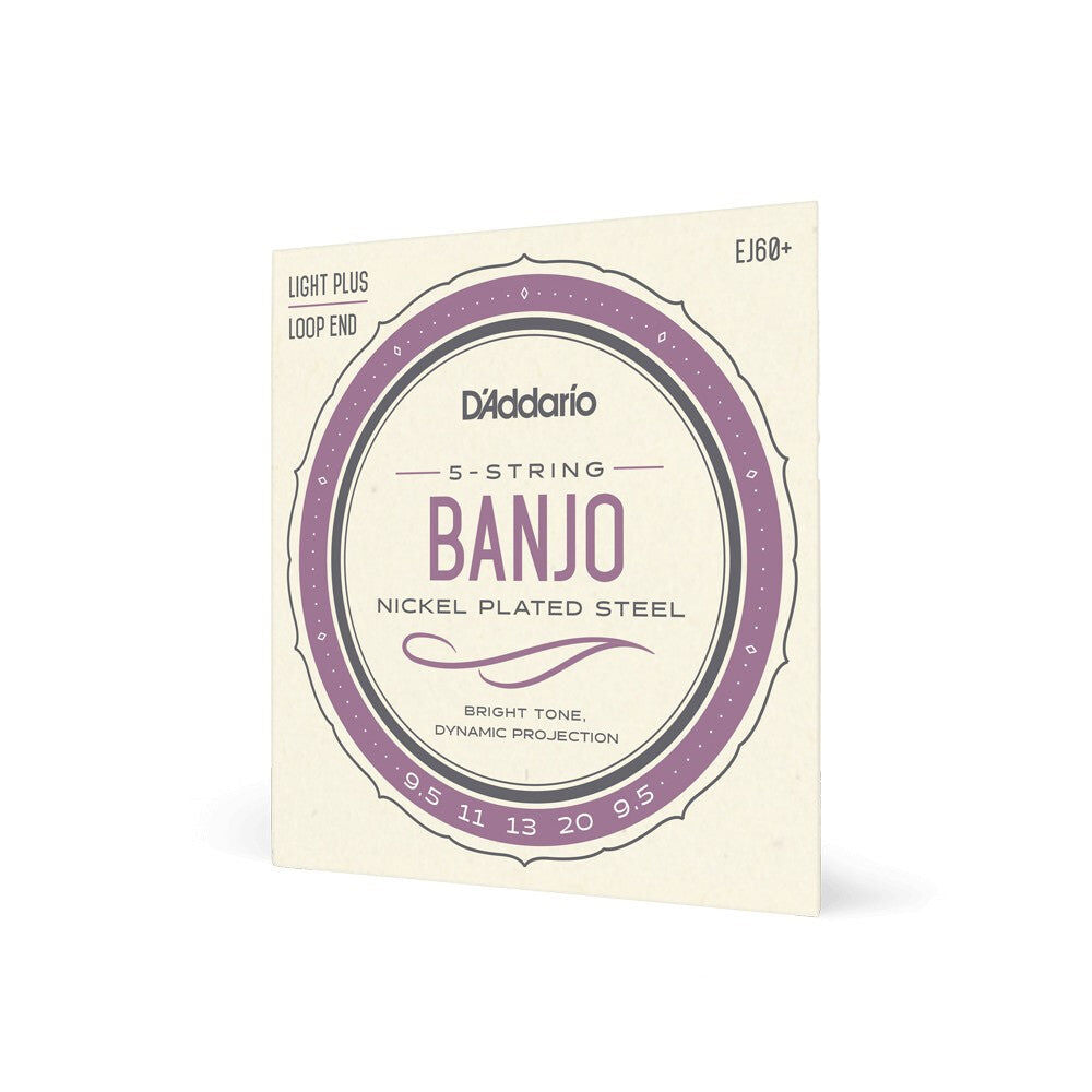 D'Addario EJ60+ Banjo Nickel Lite Plus Strings with Loopend Construction