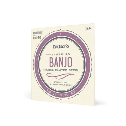 D'Addario EJ60+ Banjo Nickel Lite Plus Strings with Loopend Construction