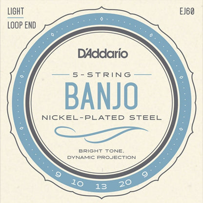 D'Addario EJ60+ Banjo Nickel Lite Plus Strings with Loopend Construction — view 3