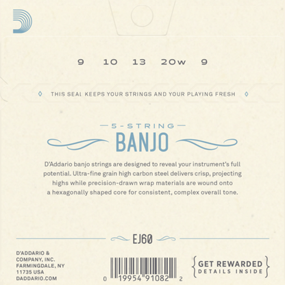 D'Addario EJ60+ Banjo Nickel Lite Plus Strings with Loopend Construction — view 5