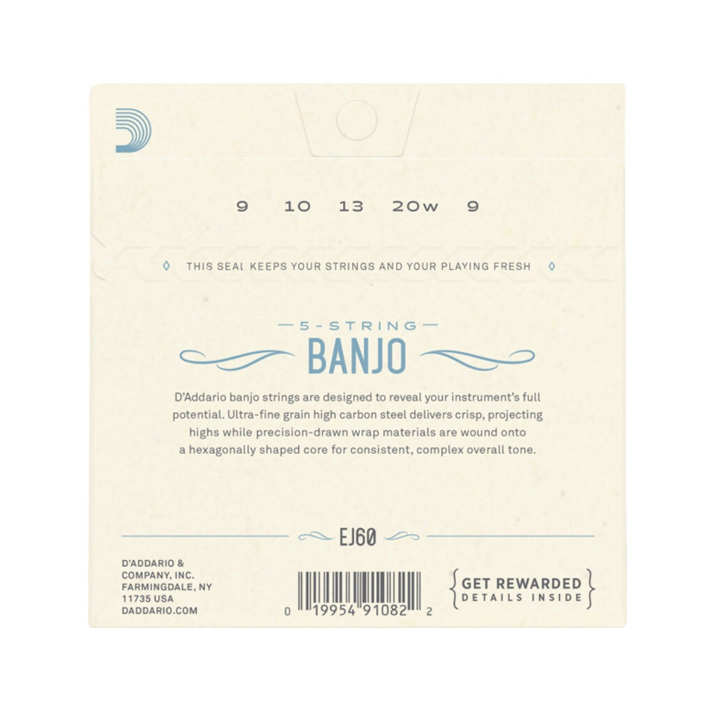 D'Addario EJ60+ Banjo Nickel Lite Plus Strings with Loopend Construction — view 2