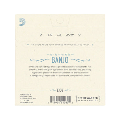 D'Addario EJ60+ Banjo Nickel Lite Plus Strings with Loopend Construction — view 2