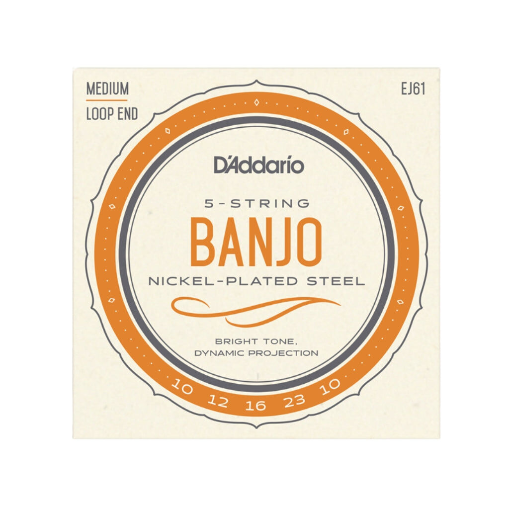 D'Addario EJ61 5-String Banjo Strings Set Nickel Wound 10-23 Med