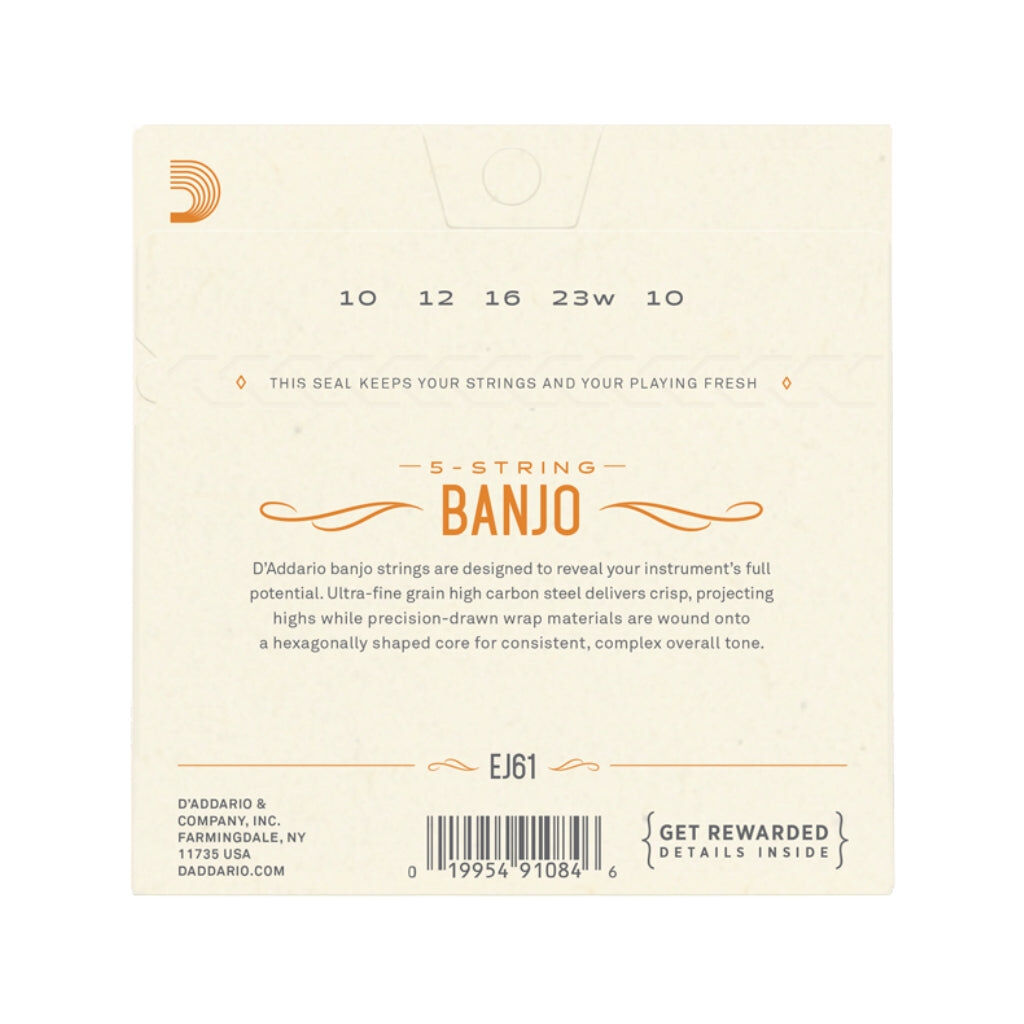 D'Addario EJ61 5-String Banjo Strings Set Nickel Wound 10-23 Med — view 2