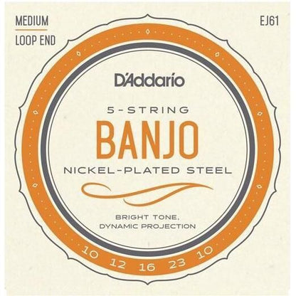 D'Addario EJ61 5-String Banjo Strings Set Nickel Wound 10-23 Med — view 3