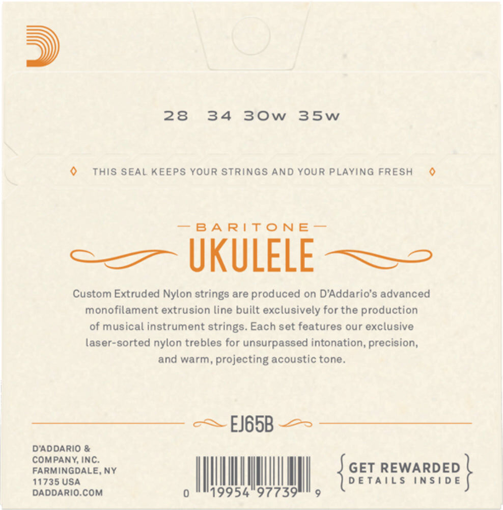 D'Addario EJ65B Baritone Ukulele String Set, Pro-Arté Nylon Trebles, Wound Nylon Core, Standard DGBE Tuning — view 2