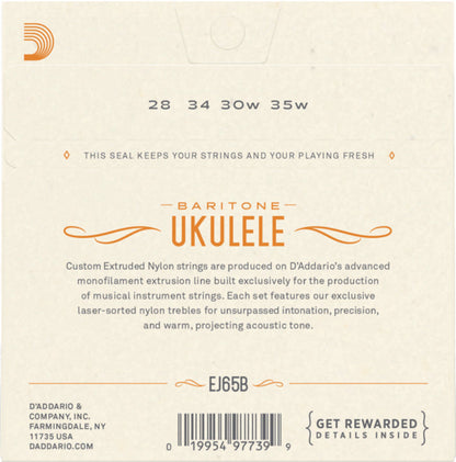 D'Addario EJ65B Baritone Ukulele String Set, Pro-Arté Nylon Trebles, Wound Nylon Core, Standard DGBE Tuning — view 2
