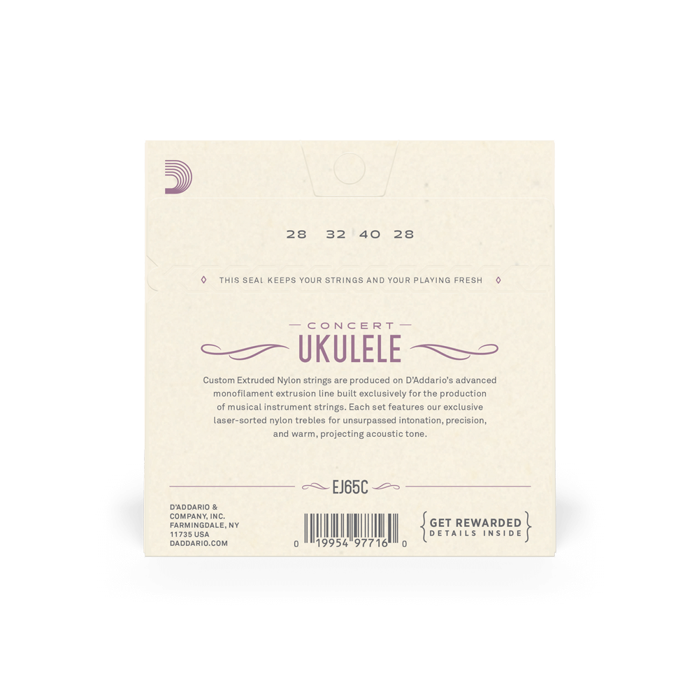 D'Addario EJ65C Pro-Arte Concert Ukulele Strings - Nylon, Tie-End, Uncoated, 4 Strings, Standard GCEA Tuning — view 3