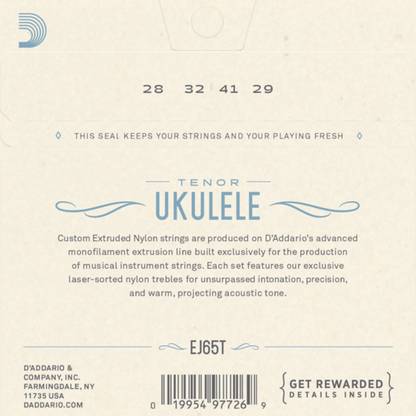 D'Addario EJ65T Tenor Ukulele String Set - Pro-Arté Clear Nylon, 4 Strings, Standard GCEA Tuning — view 2