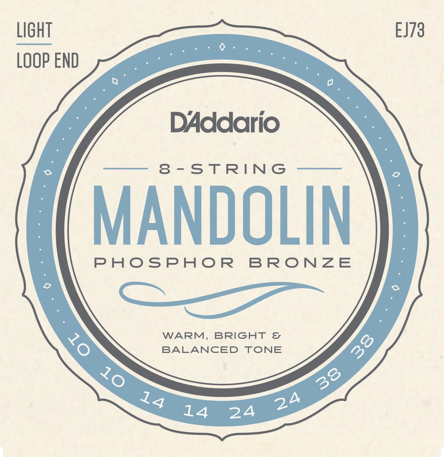 D'Addario EJ73 Mandolin Strings, Phosphor Bronze, Light, 10-38