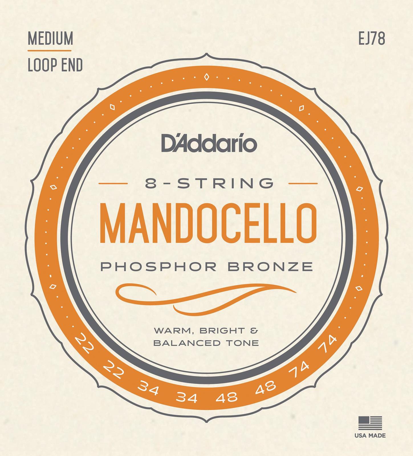 D'Addario J78 Phosphor Bronze Mandocello Strings, 22-74