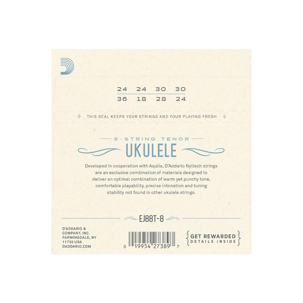 D'Addario EJ88T-8 Nyltech 8-String Tenor Ukulele Strings for Standard GCEA Tuning — view 3