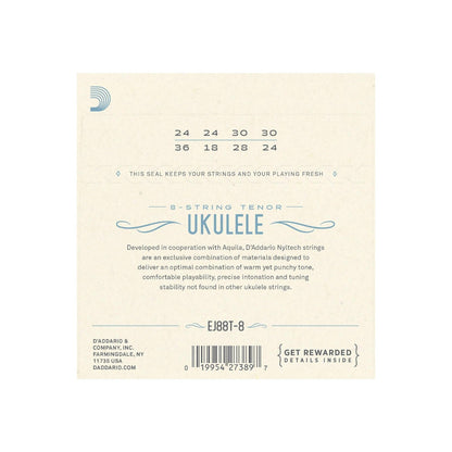 D'Addario EJ88T-8 Nyltech 8-String Tenor Ukulele Strings for Standard GCEA Tuning — view 3