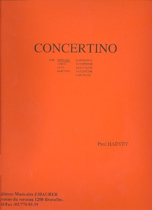 Concertino Soprano Sax And Piano Book