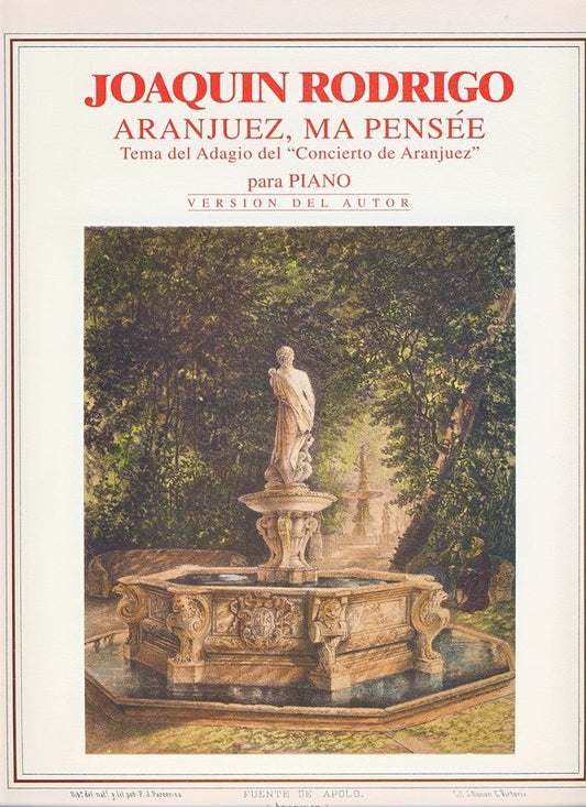 Rodrigo - Aranjuez Ma Pensee Piano (Softcover Book)