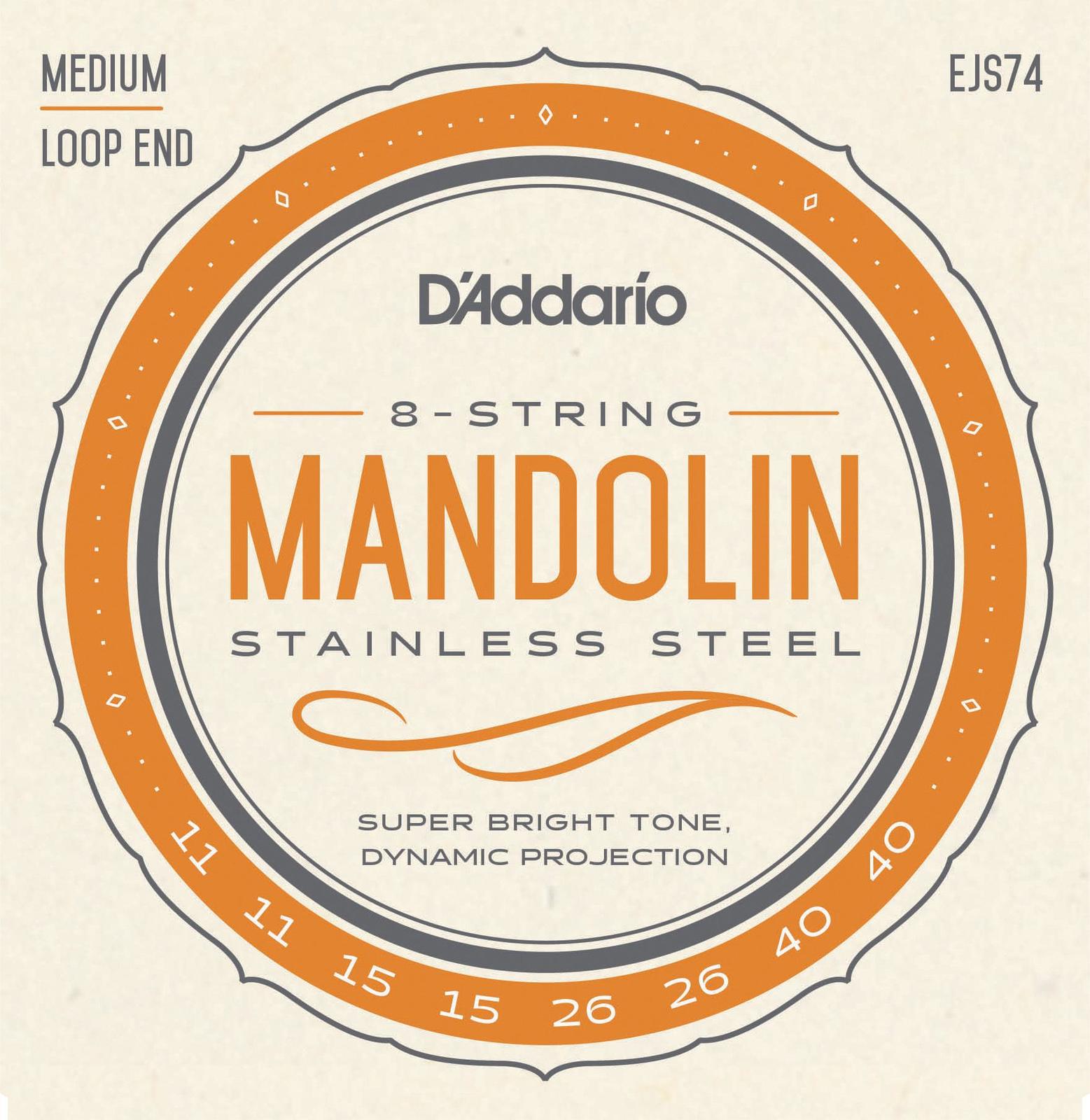 D'Addario EJS74 Mandolin Strings, Phosphor Bronze, Stainless Steel, 11-40