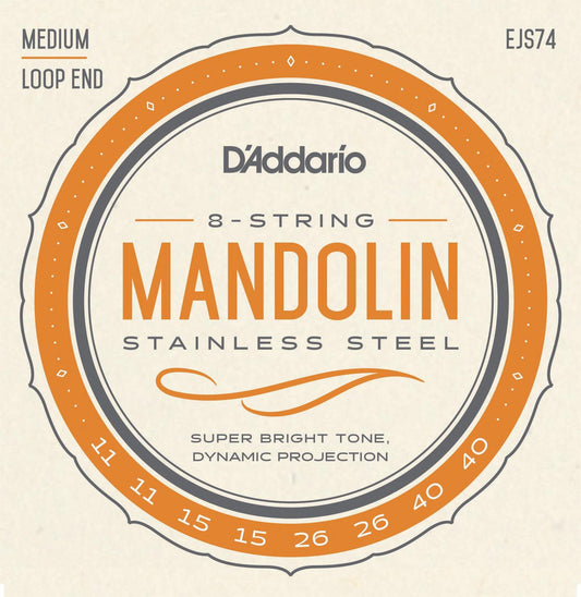 D'Addario EJS74 Mandolin Strings, Phosphor Bronze, Stainless Steel, 11-40