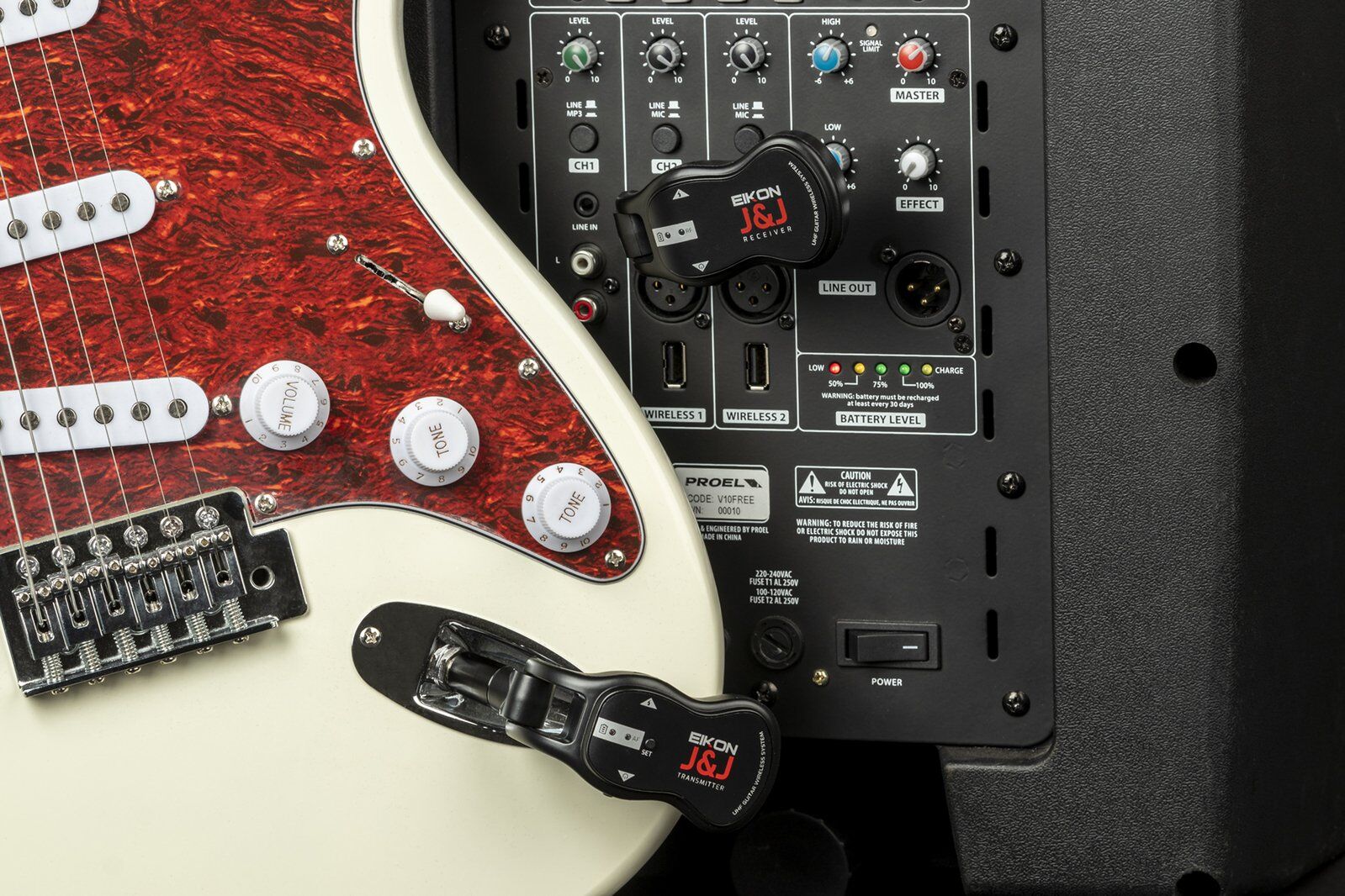 Eikon EKJJA UHF Guitar Wireless System 512-541.7 MHz with Transmitter, Receiver, USB-C Charging Cable — view 7