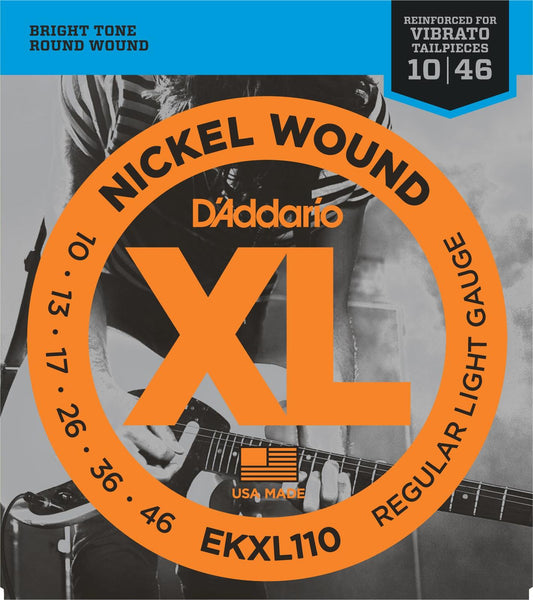 D'Addario EKXL110 Nickel Wound Electric Guitar Strings, Regular Light, Reinforced, 10-46