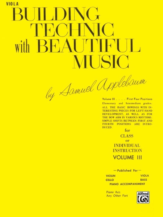 Building Technic with Beautiful Music Book 3 for Viola Sheet Music