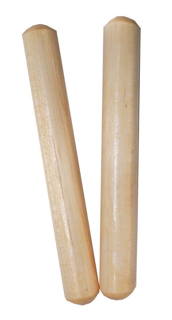 20 x MANO PERCUSSION - Wooden Round 6" Claves Educational, Pair, Natural Finish