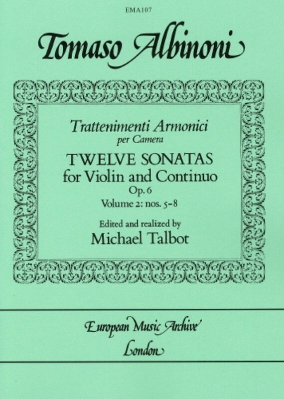 Trattenimenti Armonici 12 Sonatas Vol 2 Violin (Softcover Book)