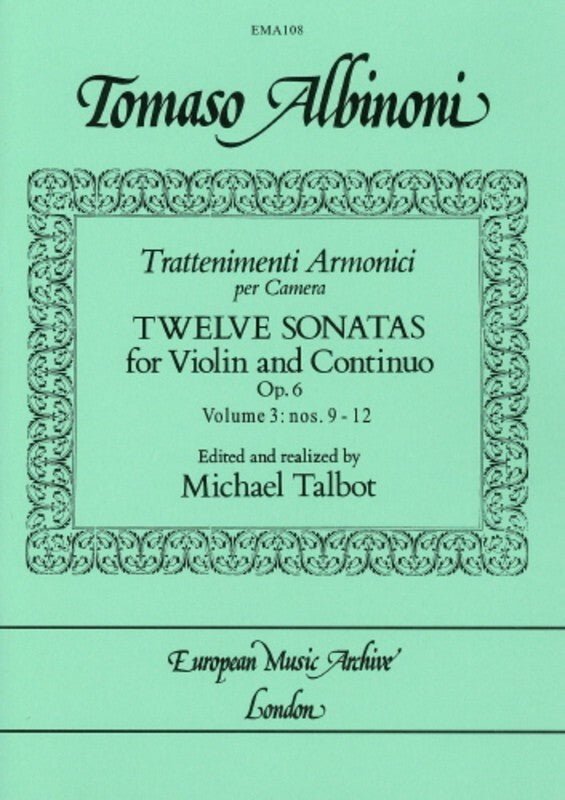 Trattenimenti Armonici 12 Sonatas Vol 3 Violin (Softcover Book)