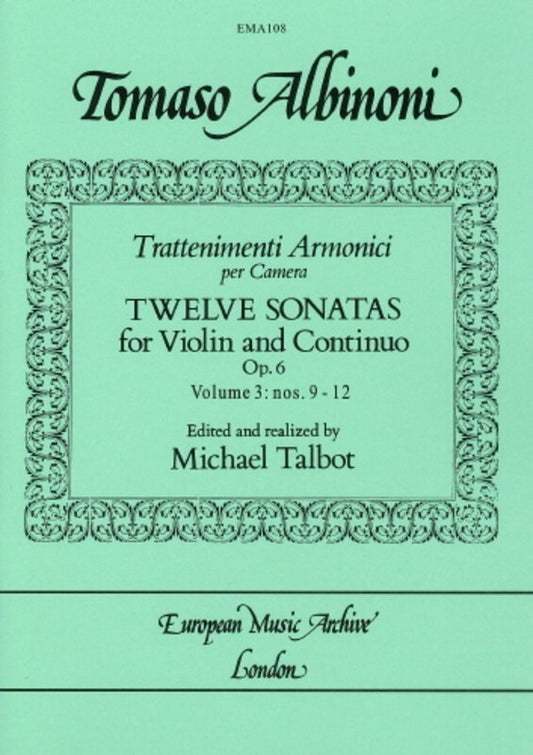 Trattenimenti Armonici 12 Sonatas Vol 3 Violin (Softcover Book)